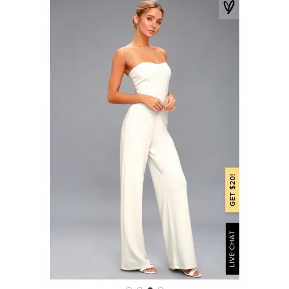 White strapless jumpsuit